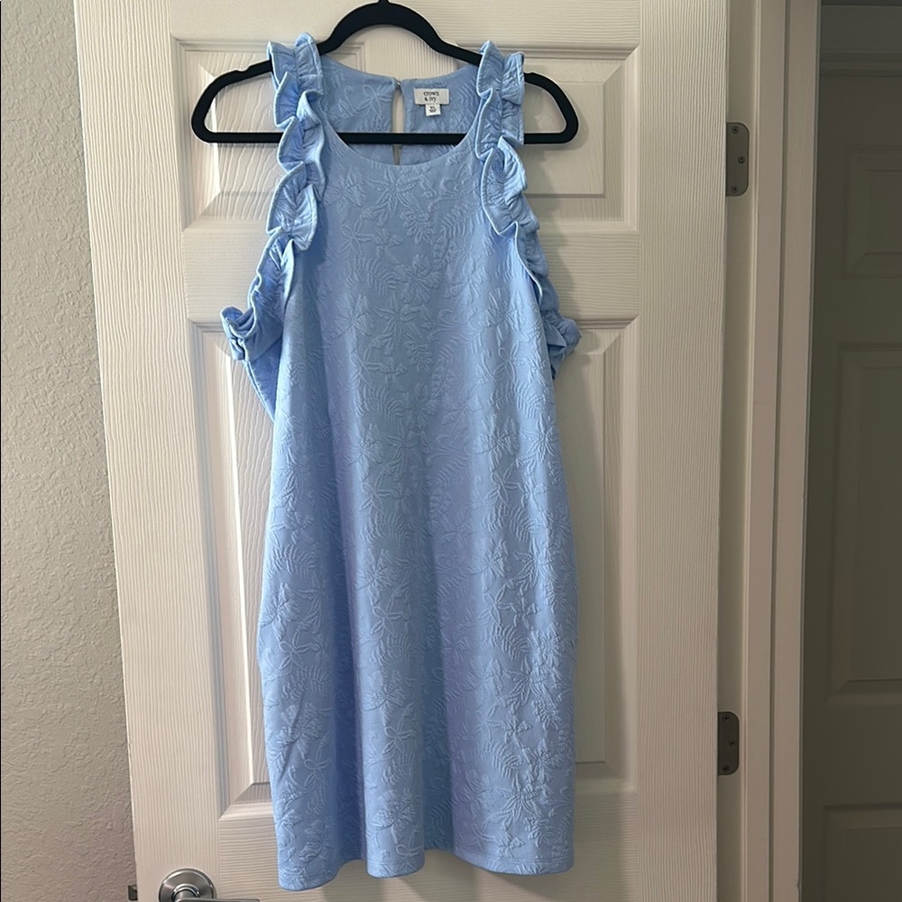 Crown & Ivy Light Blue Textured Ruffle Dress XL